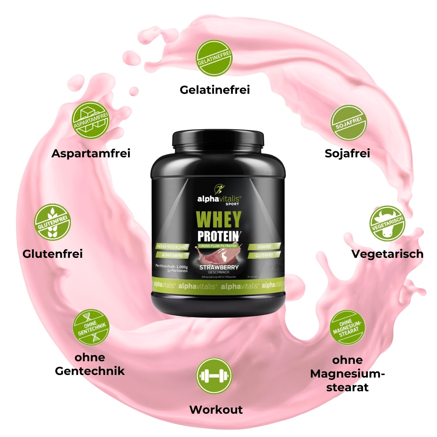 Whey Protein WPC Erdbeer