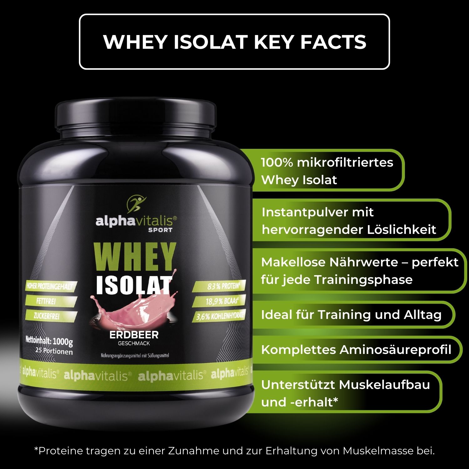 Whey Protein Isolat Erdbeer