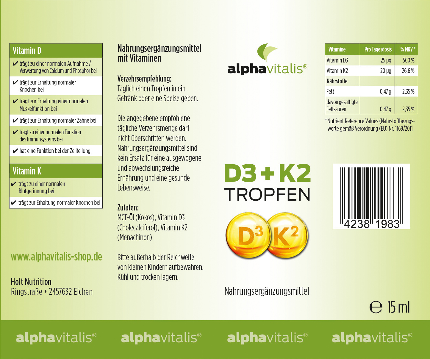 Vitamin D3 + K2 Tropfen